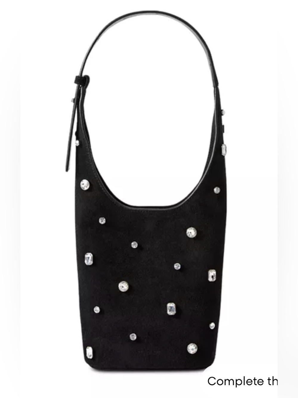 Veronica Beard Black Suede Shoulder Bag with Crystal Embellishments - Picture 11 of 13